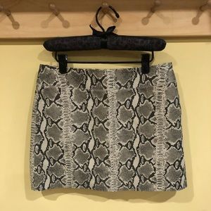 Vintage BCBG Leather Snakeskin Print Skirt